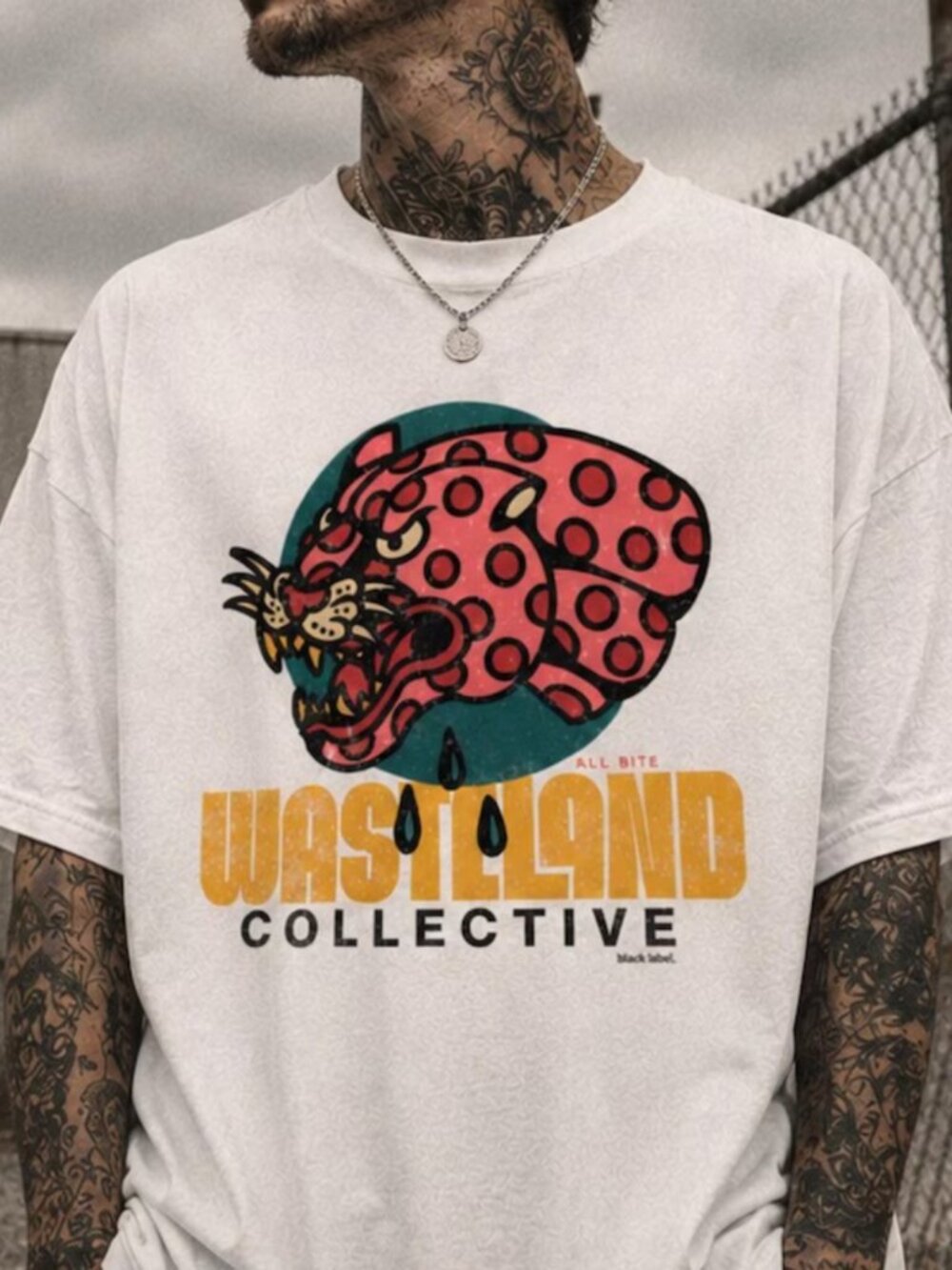 Gildan White Wasttland Collective Graphic Tshirt